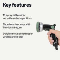 10 Spray Patterns Garden Hose Nozzle